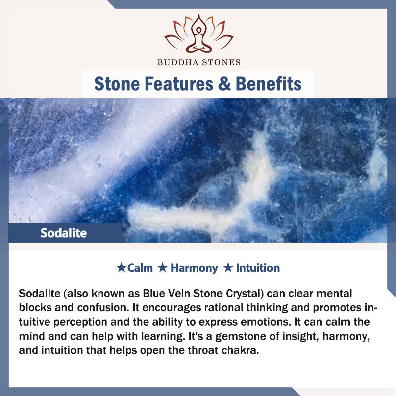 Buddha Stone Sodalite Hematite Blue Aventurine Intuition Bracelet