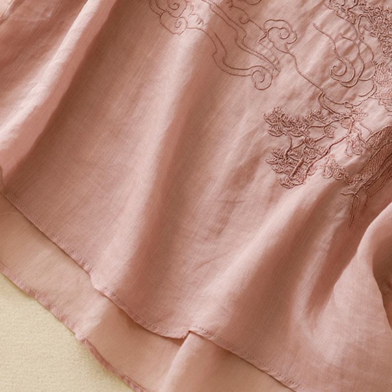 Buddha Stones Vintage Casual Embroidery Cotton Linen Women's Vest Waistcoat