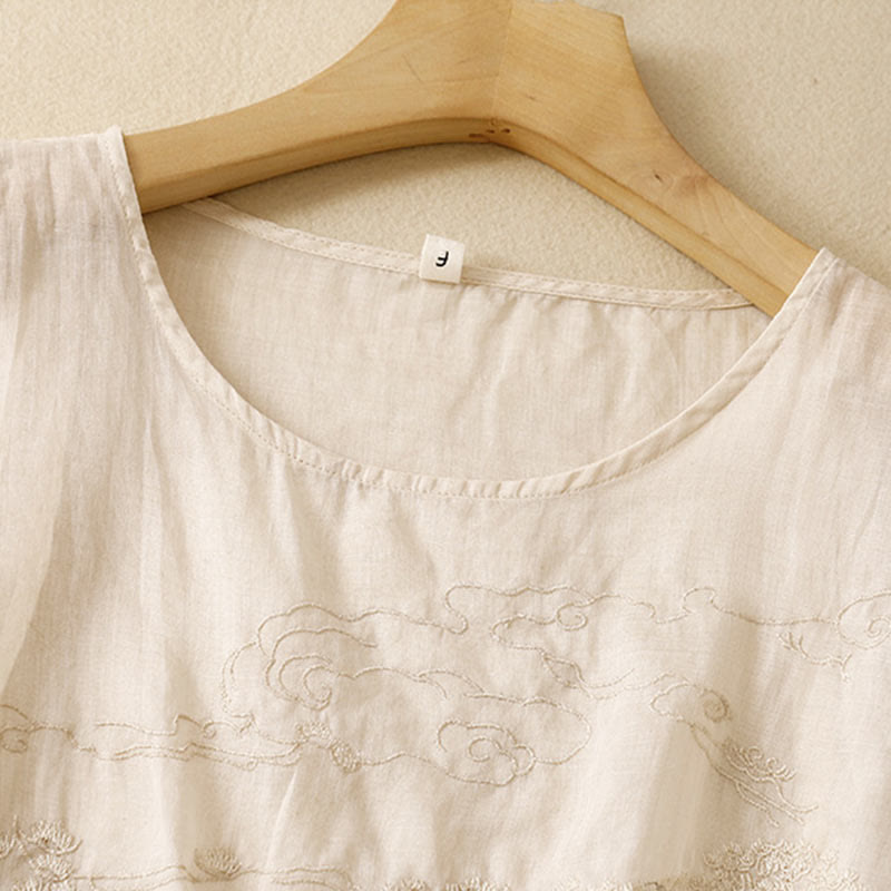 Buddha Stones Vintage Casual Embroidery Cotton Linen Women's Vest Waistcoat