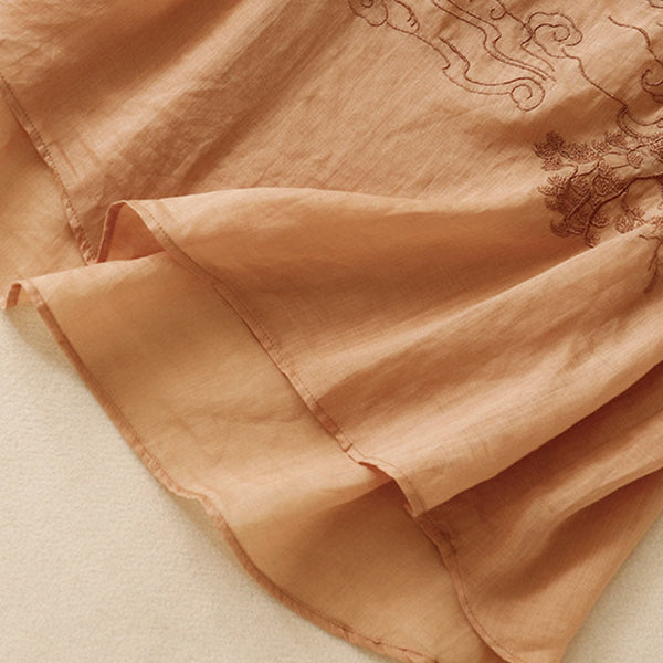 Buddha Stones Vintage Casual Embroidery Cotton Linen Women's Vest Waistcoat