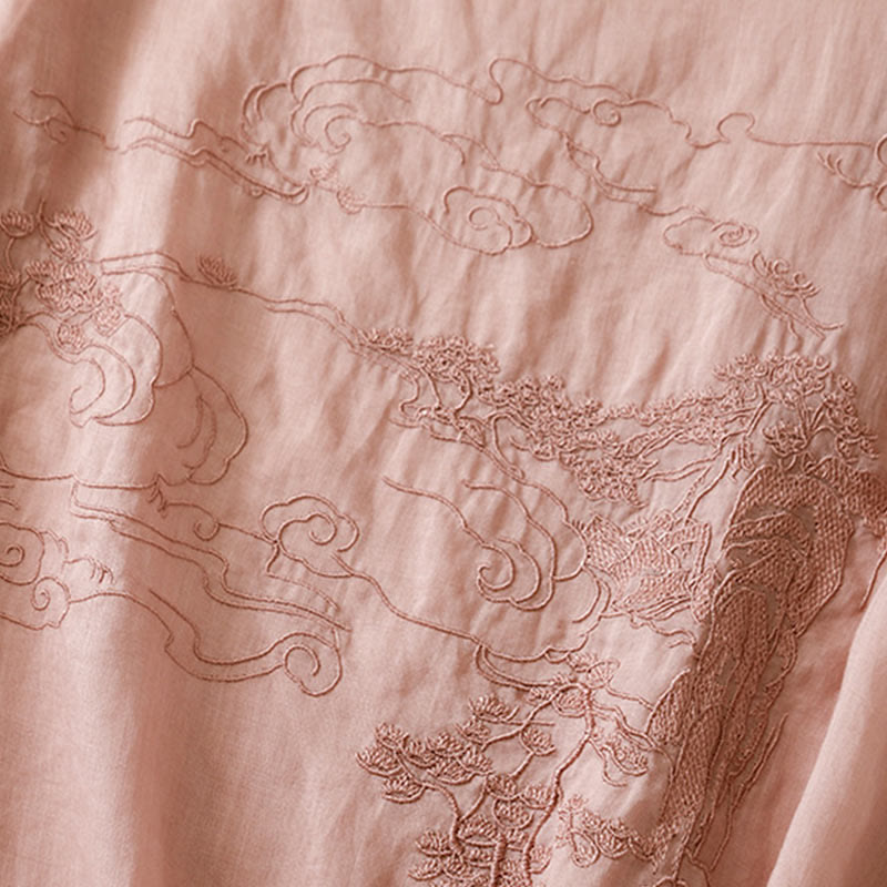 Buddha Stones Vintage Casual Embroidery Cotton Linen Women's Vest Waistcoat