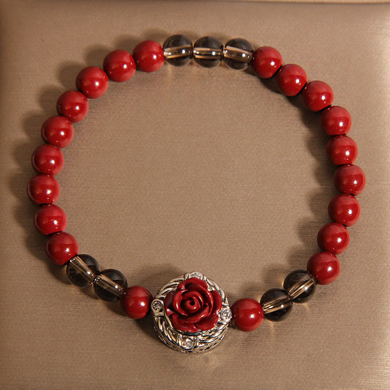 FREE Today: Calm Blessing Cinnabar Angora Red Shell Pearl Rose Petals Bracelet