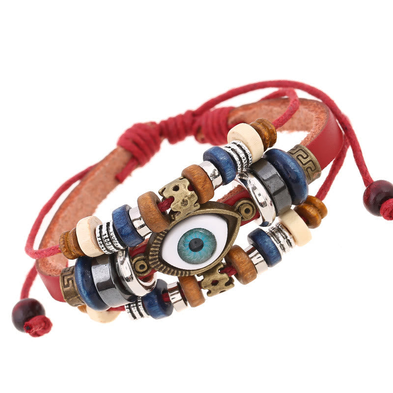 FREE Today: Protection and Blessing Evil Eye Leather Adjustable Bracelet