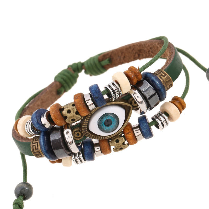 FREE Today: Protection and Blessing Evil Eye Leather Adjustable Bracelet