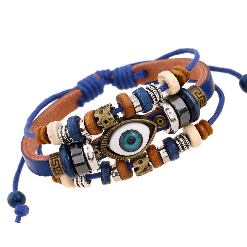 FREE Today: Protection and Blessing Evil Eye Leather Adjustable Bracelet