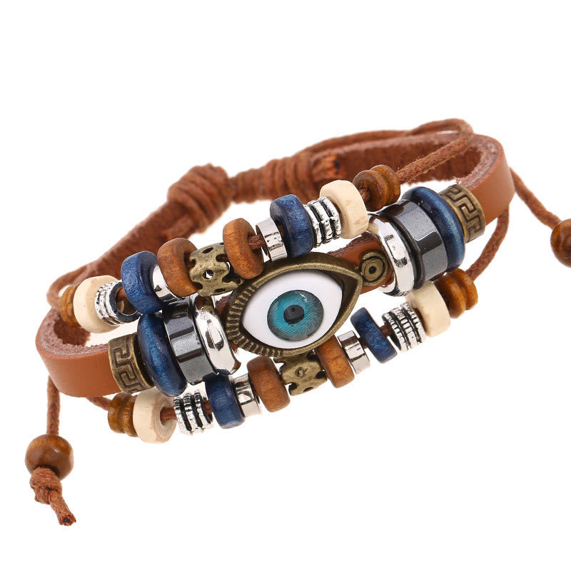 FREE Today: Protection and Blessing Evil Eye Leather Adjustable Bracelet