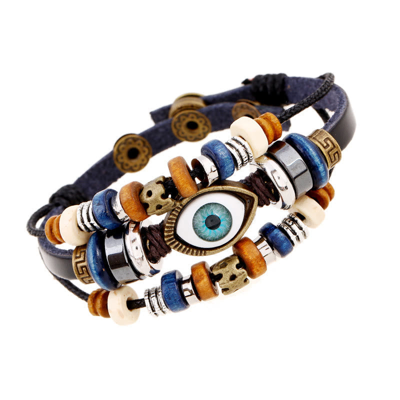 FREE Today: Protection and Blessing Evil Eye Leather Adjustable Bracelet