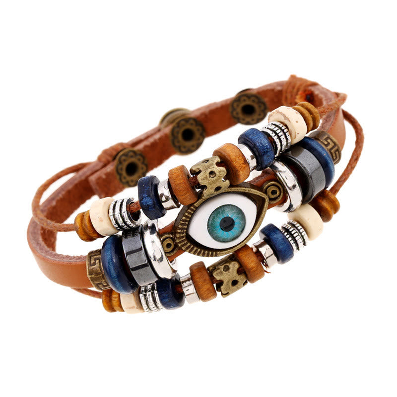 FREE Today: Protection and Blessing Evil Eye Leather Adjustable Bracelet