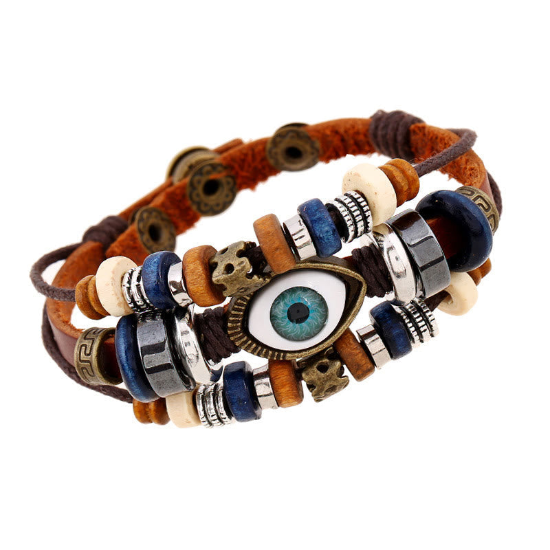 FREE Today: Protection and Blessing Evil Eye Leather Adjustable Bracelet