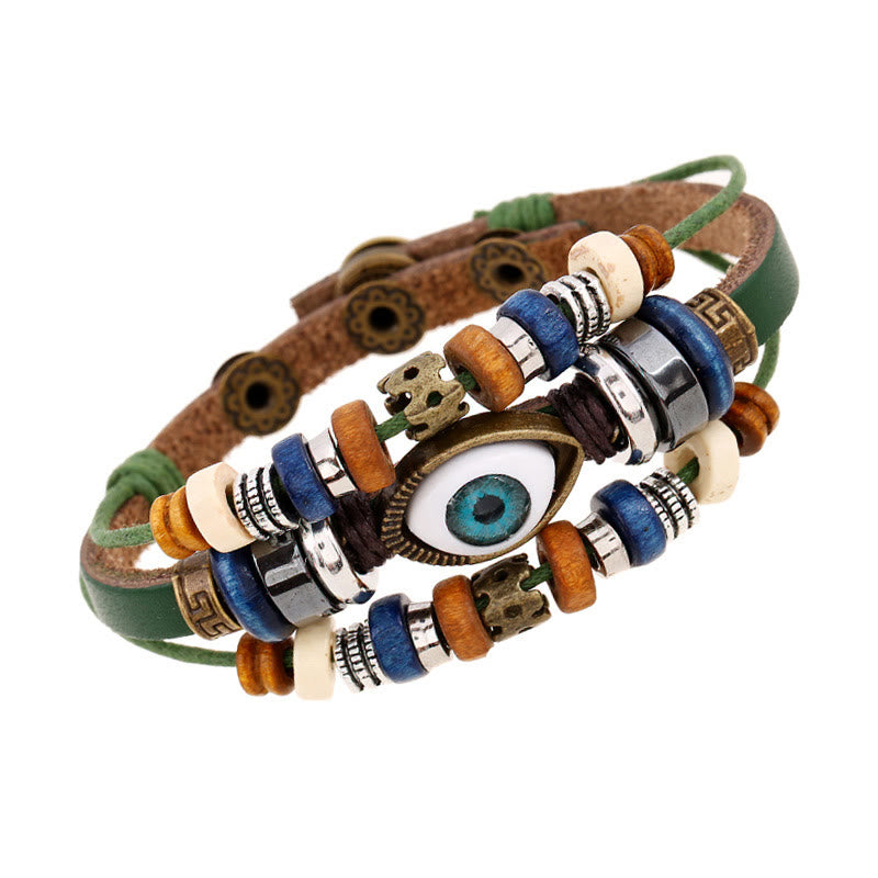 FREE Today: Protection and Blessing Evil Eye Leather Adjustable Bracelet