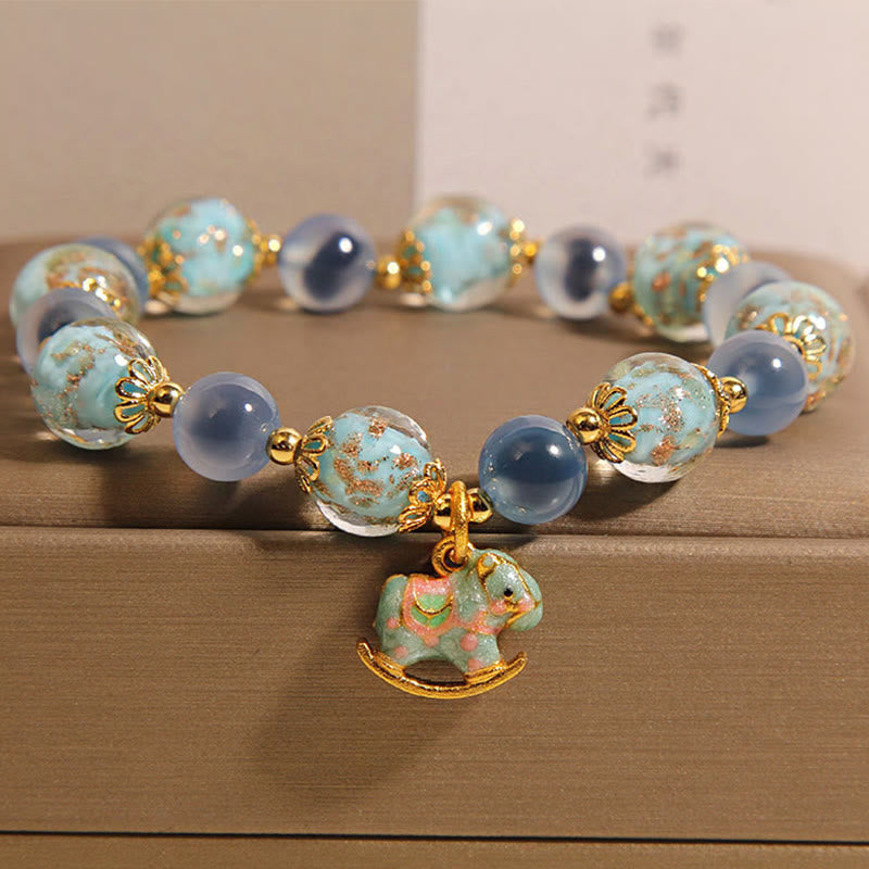 FREE Today: Harmony Strength Natural Candy Agate White Crystal Horse Bracelet