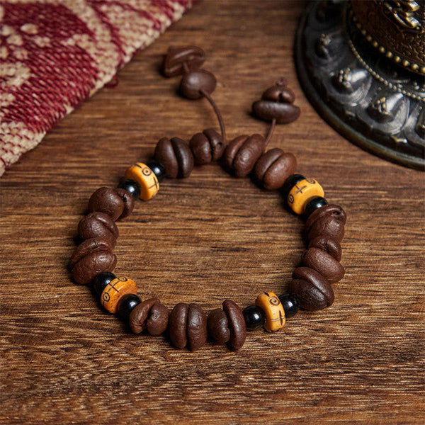 FREE Today: Simple And Meaningful Natural Coffee Beans Yak Bone Beads Bracelet