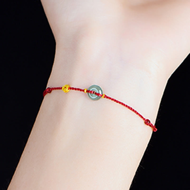 FREE Today: Fortune Connection Peace Buckle Copper Coins Jade Red String Bracelet Anklet
