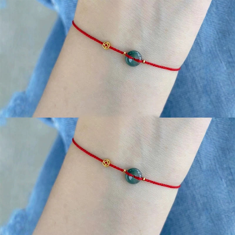 FREE Today: Fortune Connection Peace Buckle Copper Coins Jade Red String Bracelet Anklet