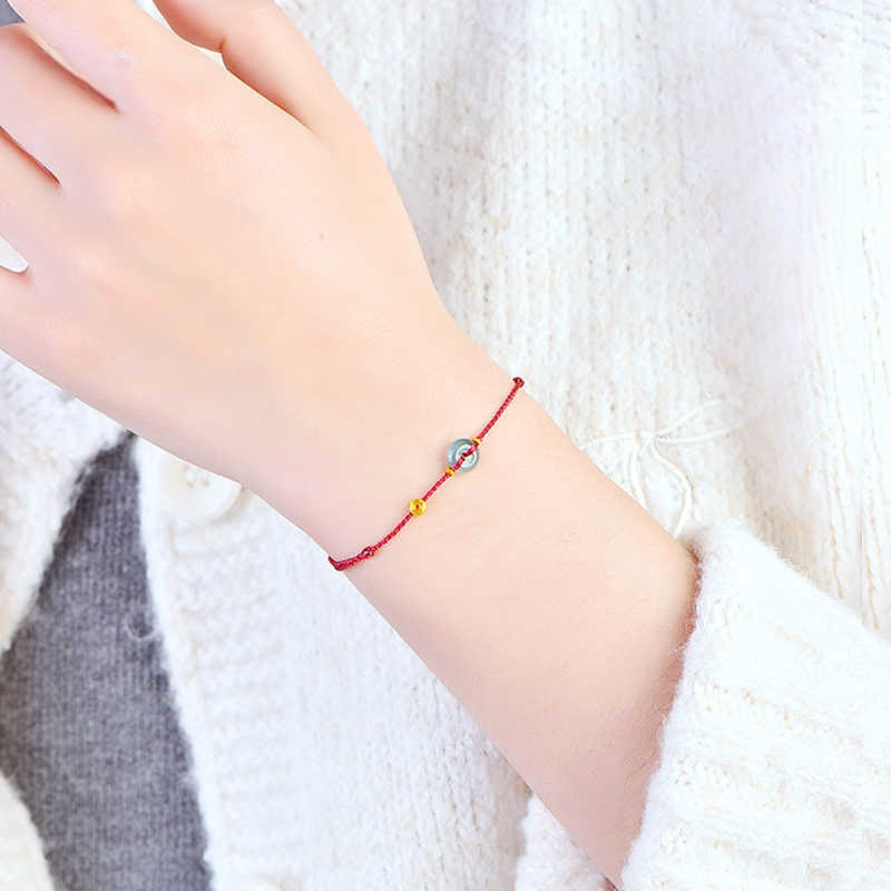 FREE Today: Fortune Connection Peace Buckle Copper Coins Jade Red String Bracelet Anklet