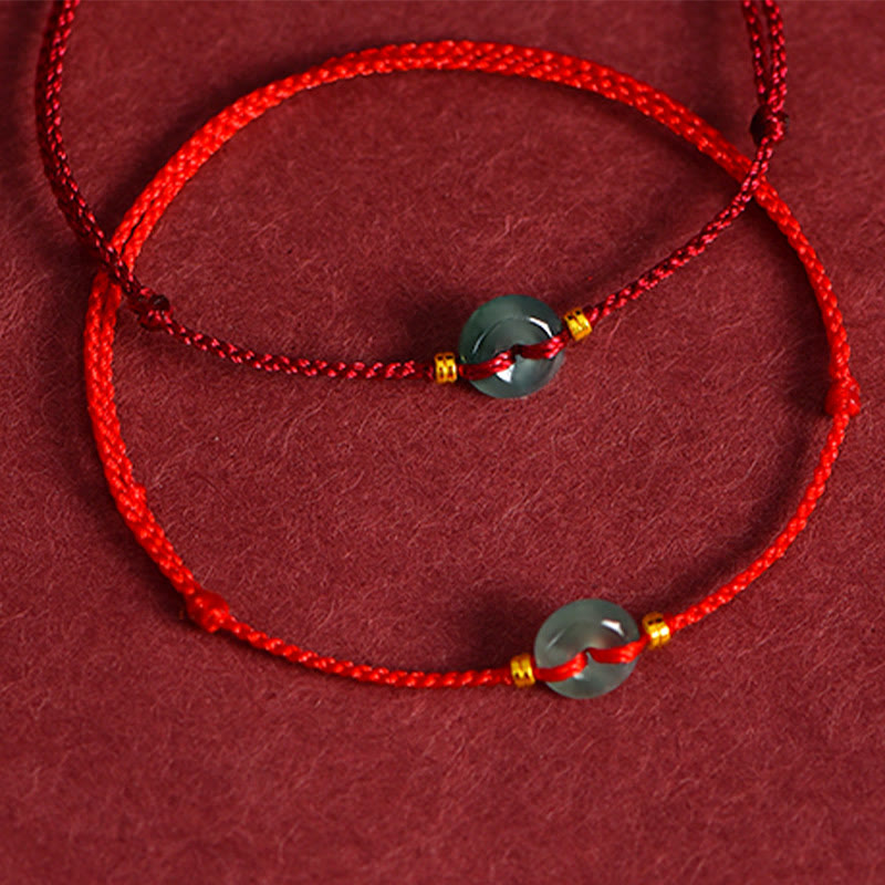 FREE Today: Fortune Connection Peace Buckle Copper Coins Jade Red String Bracelet Anklet