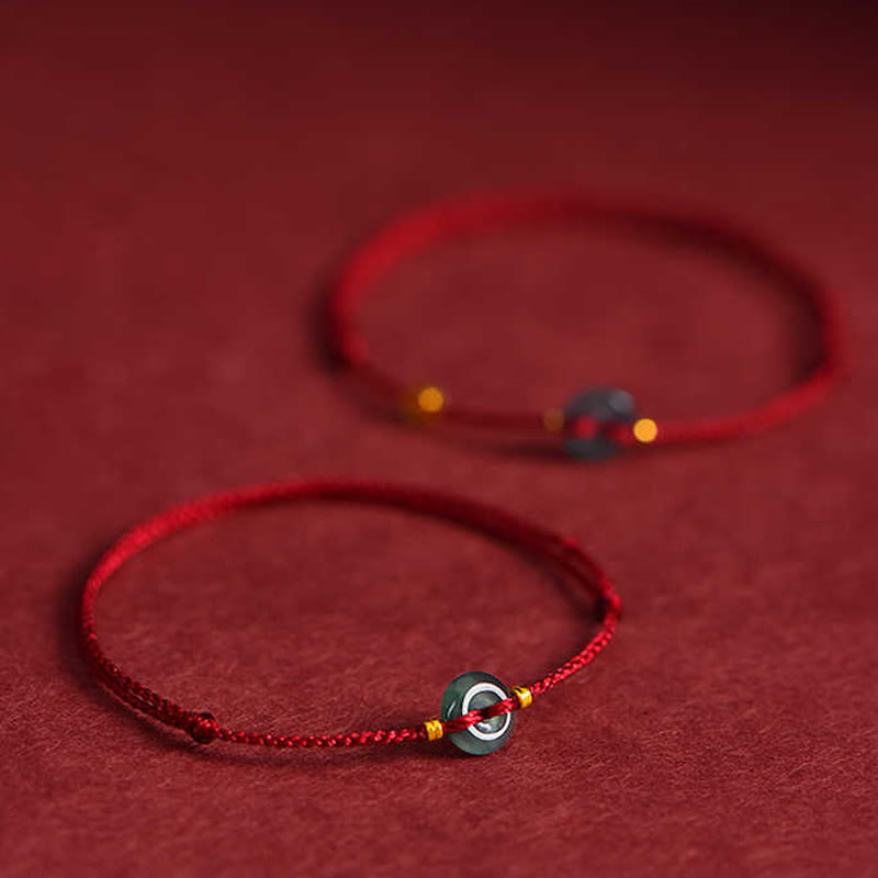 FREE Today: Fortune Connection Peace Buckle Copper Coins Jade Red String Bracelet Anklet