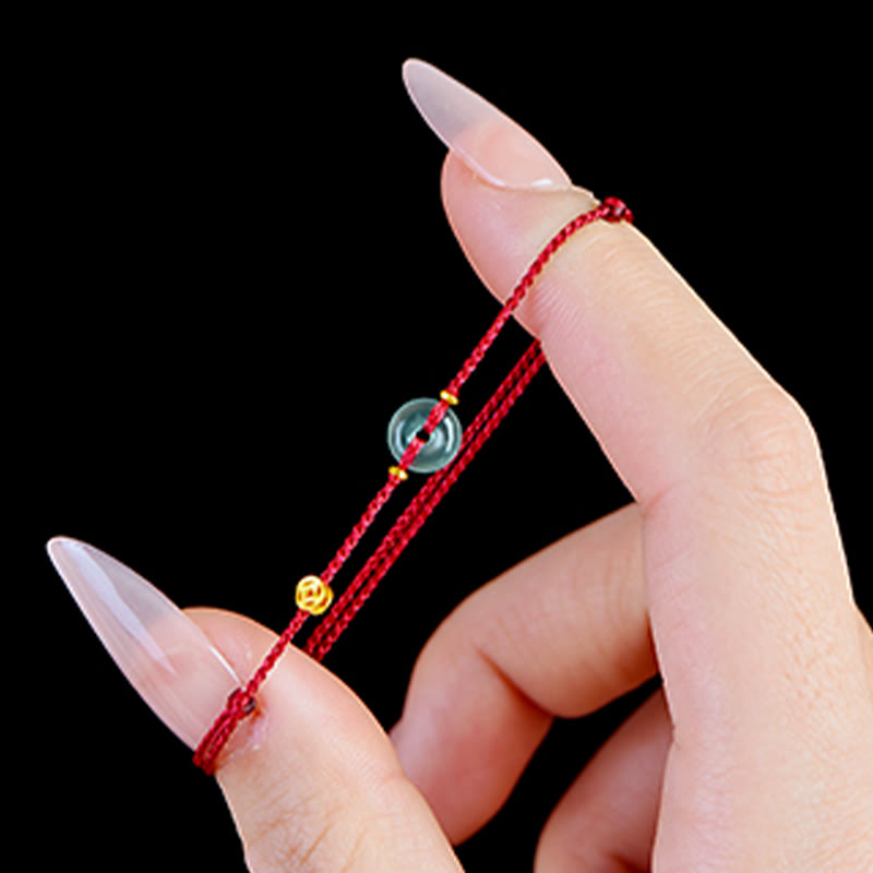FREE Today: Fortune Connection Peace Buckle Copper Coins Jade Red String Bracelet Anklet