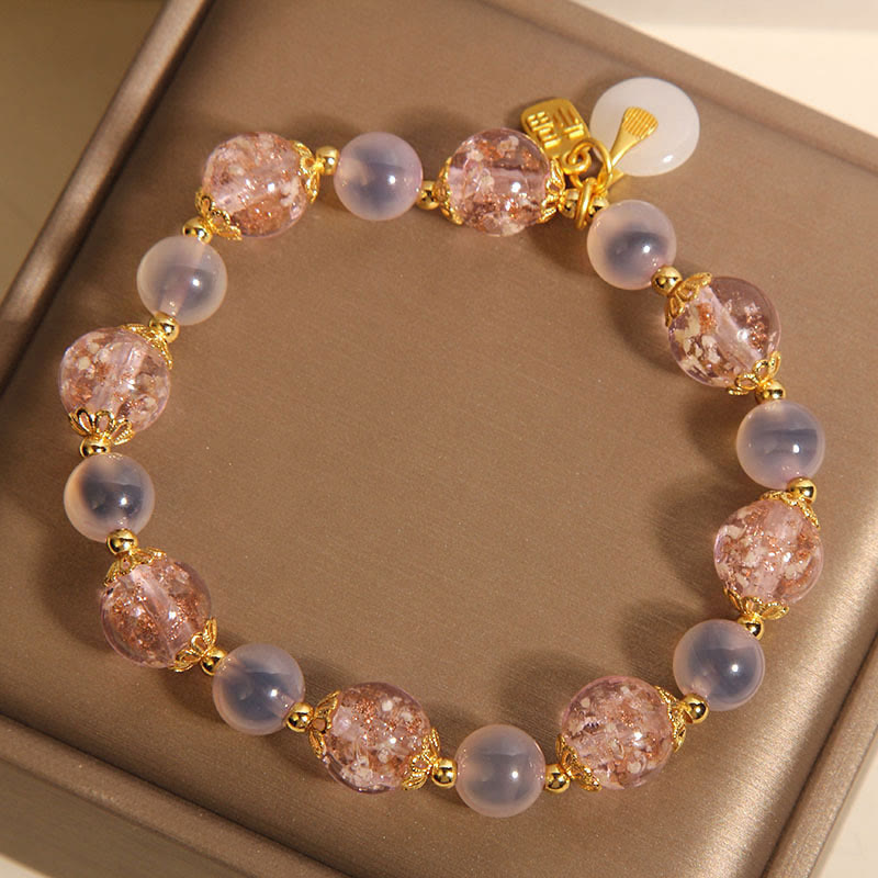 FREE Today: Healing Strength Fu Character Peace Buckle Liuli Candy Agate Bracelet
