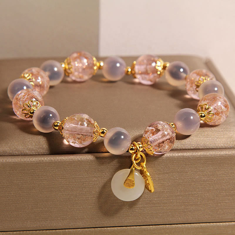 FREE Today: Healing Strength Fu Character Peace Buckle Liuli Candy Agate Bracelet