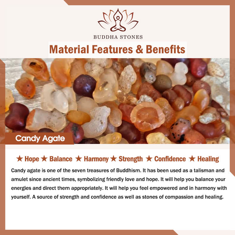 FREE Today: Healing Strength Fu Character Peace Buckle Liuli Candy Agate Bracelet