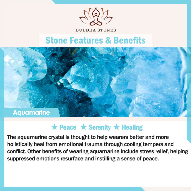 Buddha Stones Natural Rabbit Aquamarine White Crystal Healing Bracelet
