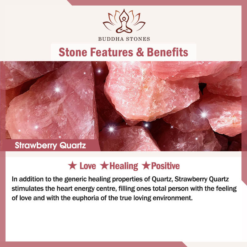 Buddha Stones Auspicious Clouds Strawberry Quartz White Agate White Crystal Positive Bracelet