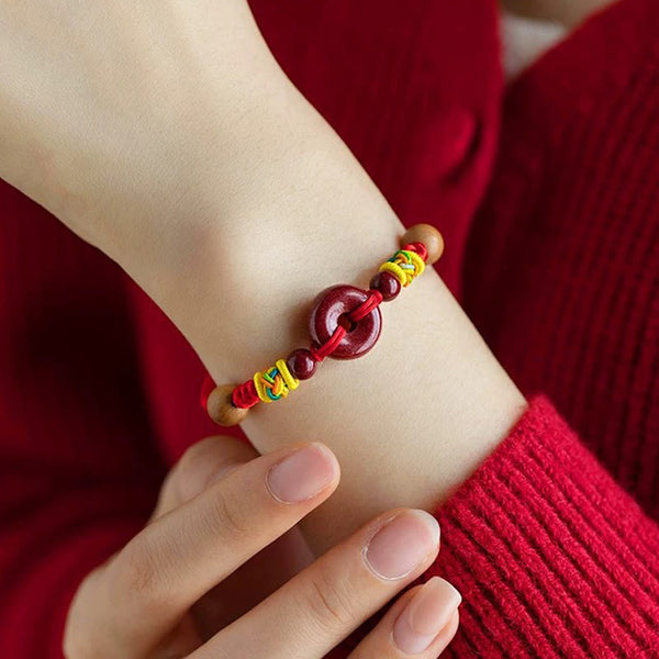 FREE Today: Protection Luck Red String Peach Wood Peace Buckle Cinnabar Adult Kid Bracelet