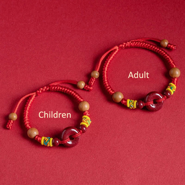 FREE Today: Protection Luck Red String Peach Wood Peace Buckle Cinnabar Adult Kid Bracelet