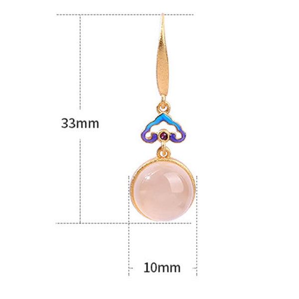 Buddha Stones 925 Sterling Silver Posts Natural Chalcedony Gold-plated Harmony Earrings