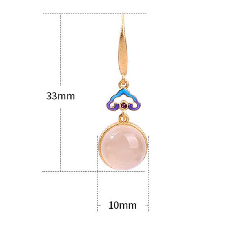 FREE Today: Calm Harmony 925 Sterling Silver Posts Natural Chalcedony Gold-plated Earrings