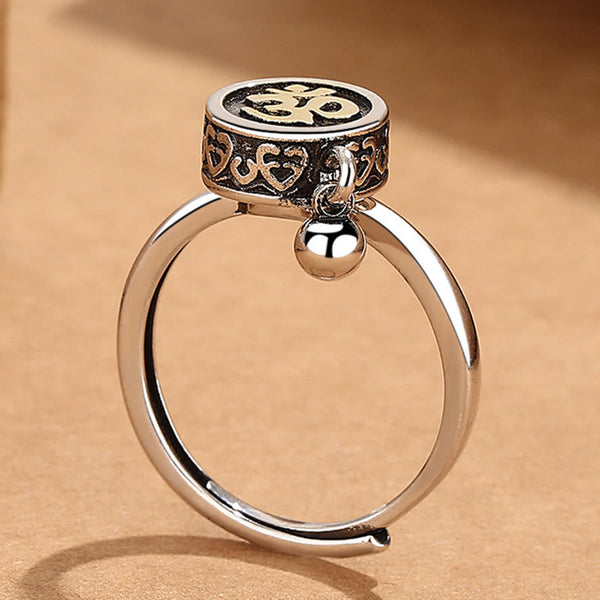 Buddha Stones Natural Om Symbol Adjustable Wealth Men's Ring