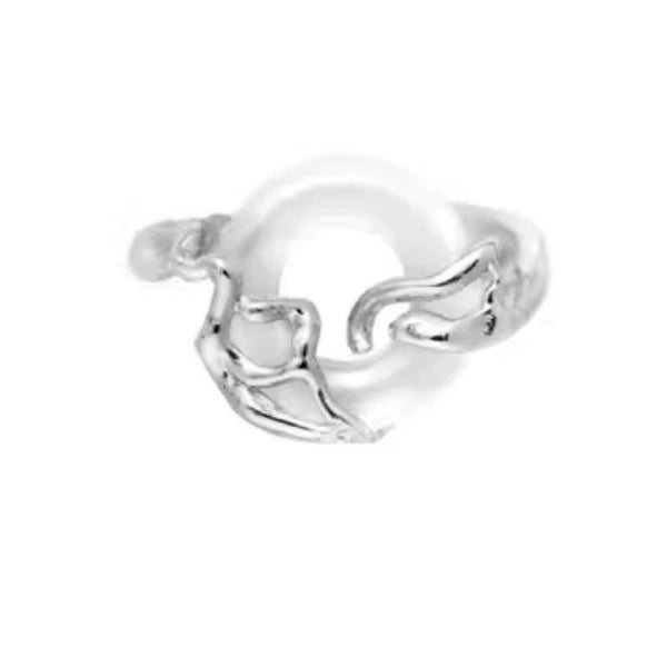 Buddha Stones 925 Sterling Silver Peace Buckle Chalcedony Harmony Ring