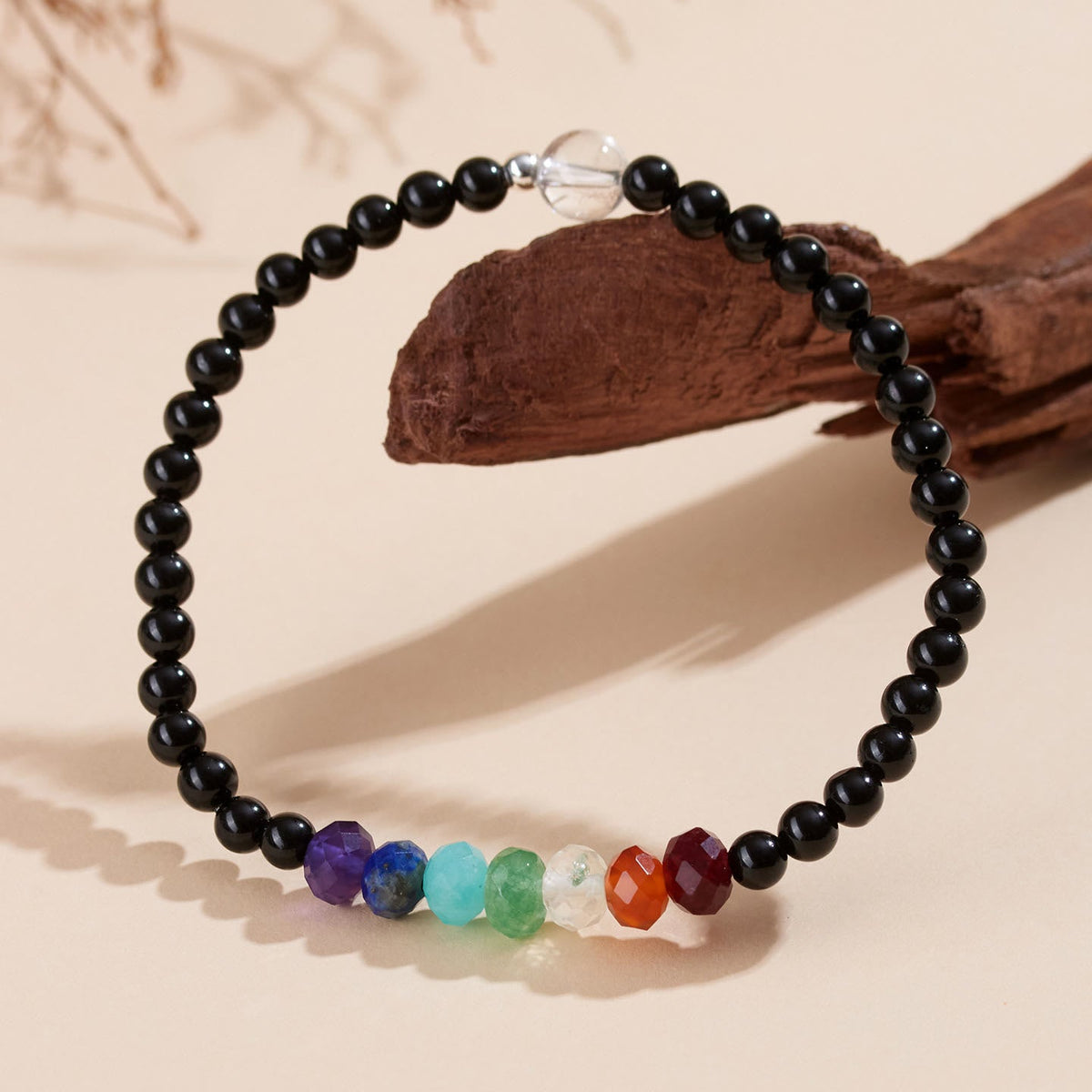 Buddha Stones Ultra-fine 4mm Black Tourmaline Colorful Stone Bracelet