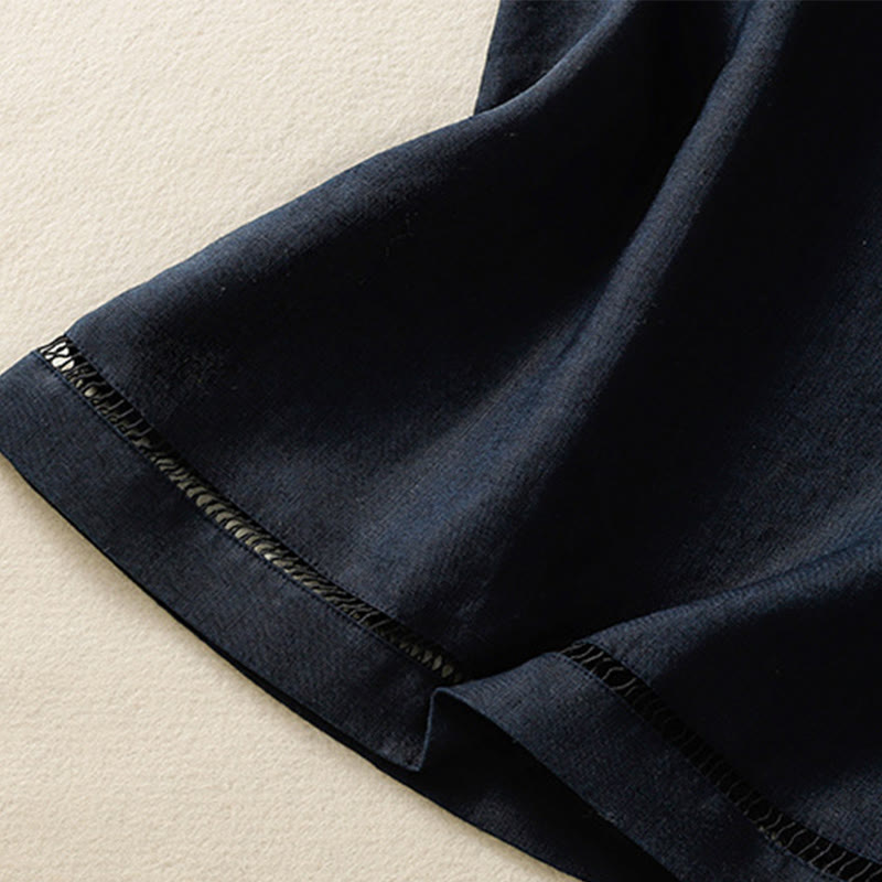 Buddha Stones Simple Crew Neck Button Design Women's Cotton Sleeveless Vest