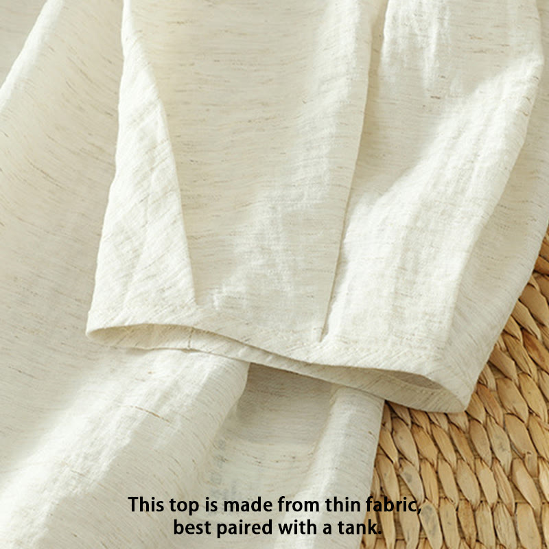 Buddha Stones White Plain Button Three Quarter Sleeve Women's Shirt