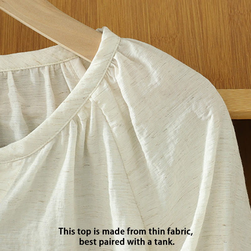 Buddha Stones White Plain Button Three Quarter Sleeve Women's Shirt