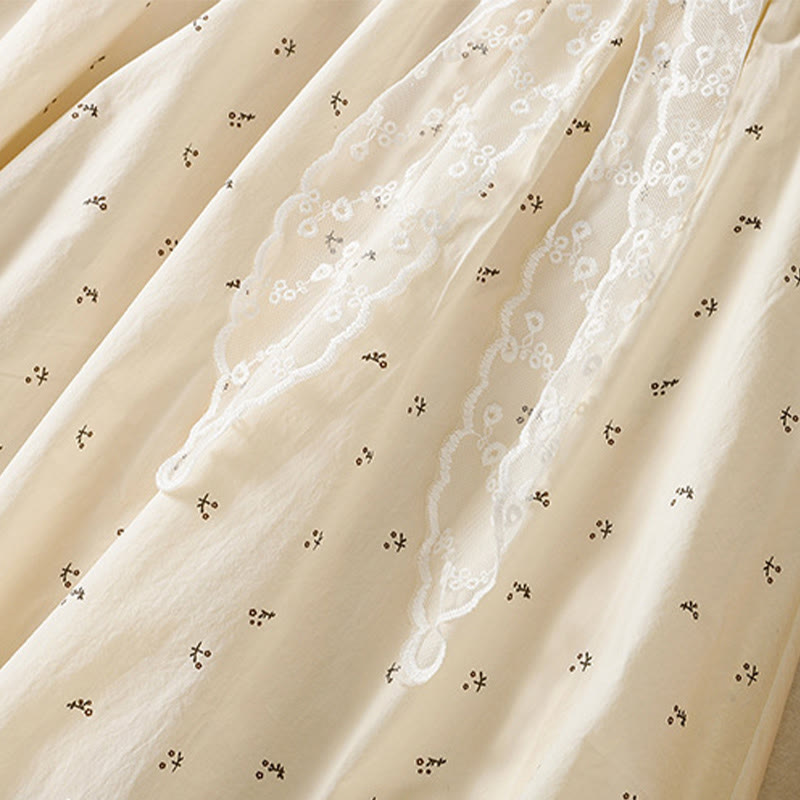 Buddha Stones Small Flowers Elastic Waist Cotton Women's Skirt With Pockets