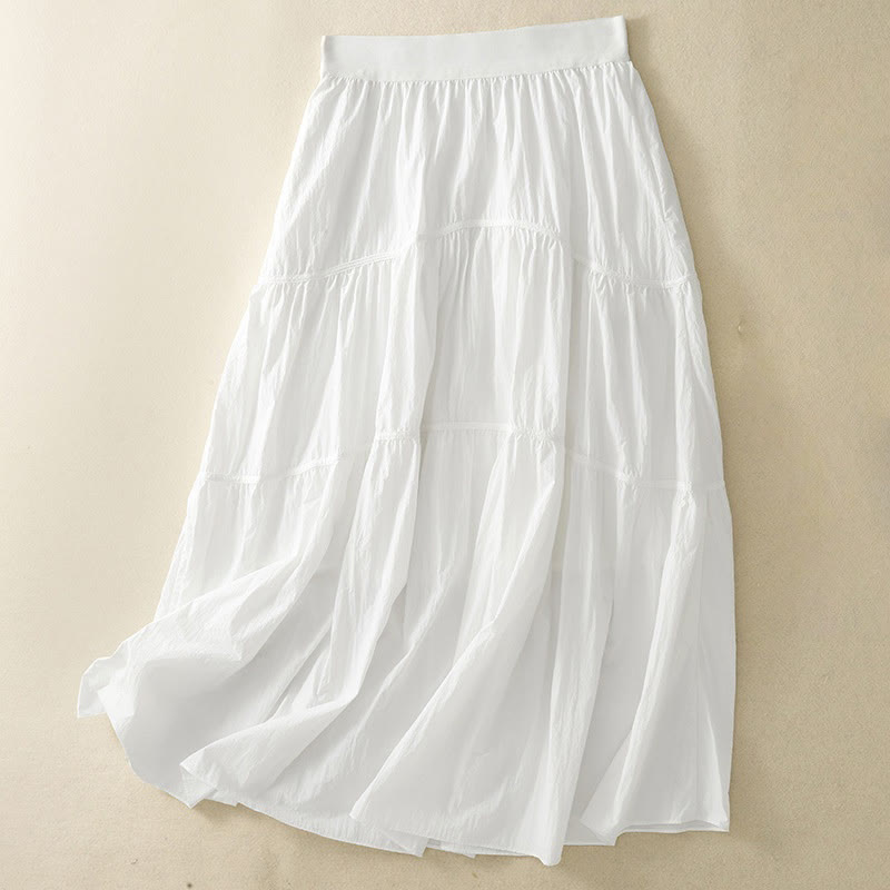 Buddha Stones Simple Lines Elastic Waist Women's Skirt With Pockets