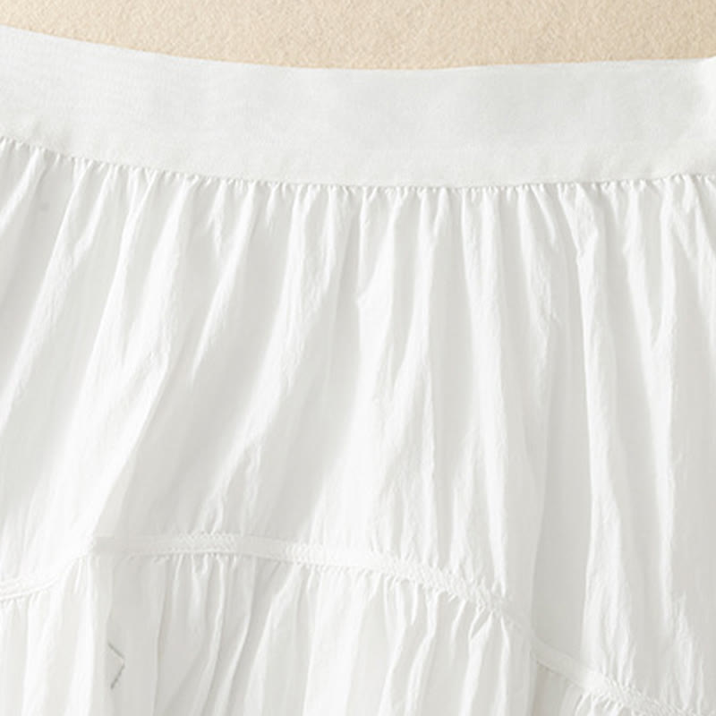 Buddha Stones Simple Lines Elastic Waist Women's Skirt With Pockets