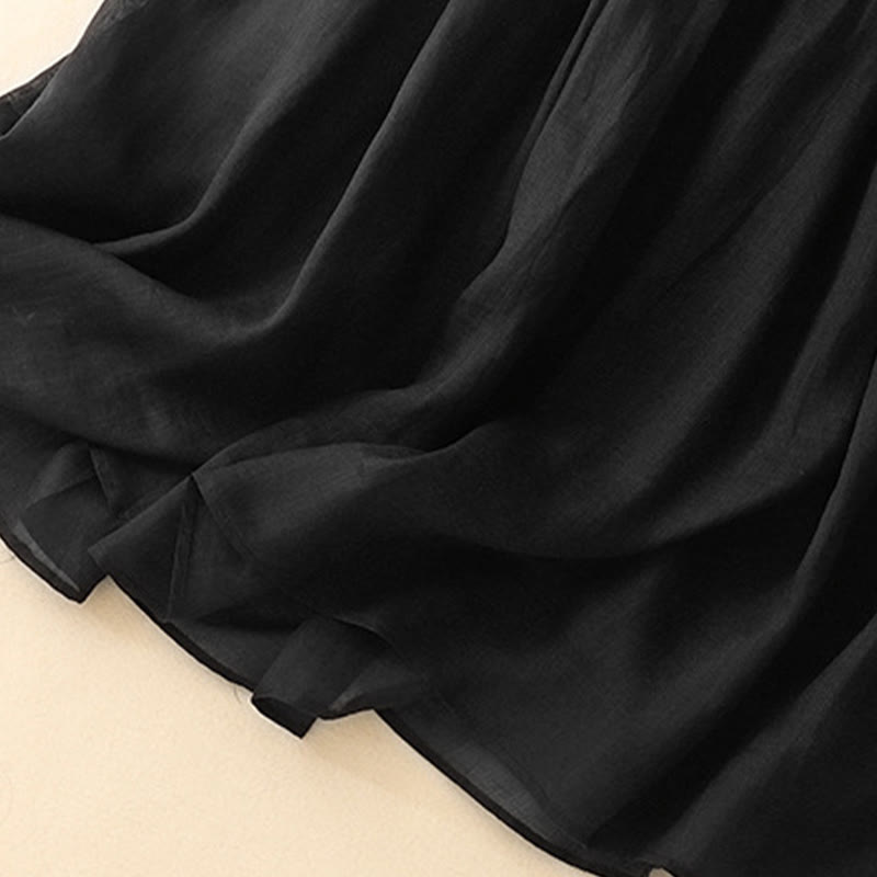 Buddha Stones Summer Solid Color Elastic Waist Drawstring Women's Skirt