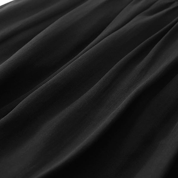 Buddha Stones Simple Pleated Design Elastic Waist Women's Skirt With Pockets