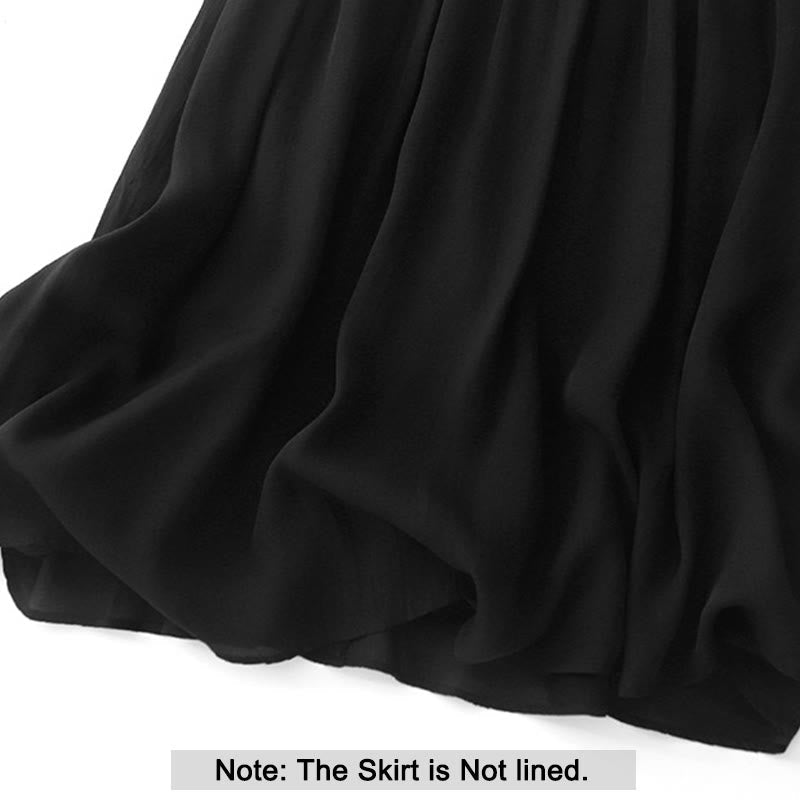 Buddha Stones Simple Pleated Design Elastic Waist Women's Skirt With Pockets