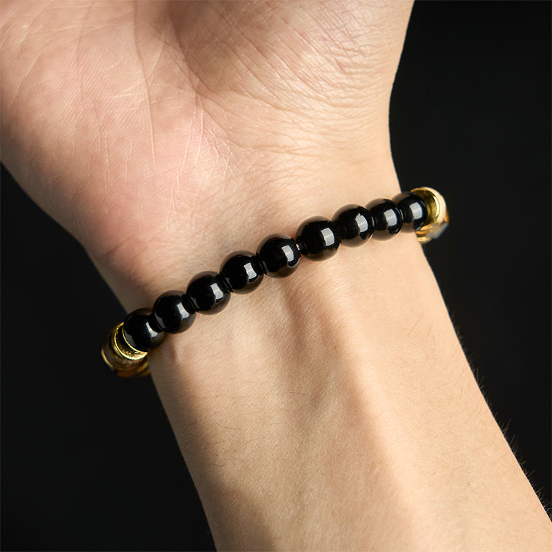FREE Today: Strength Protection Black Obsidian Beads Sectional Tiger Eye Stone Bracelet