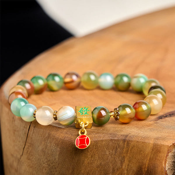 FREE Today: Dispel Evil Spirits Natural Peacock Agate Coin Bracelet