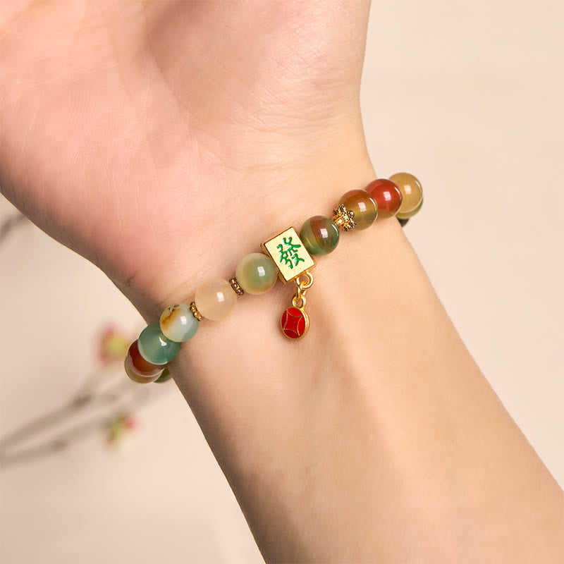 FREE Today: Dispel Evil Spirits Natural Peacock Agate Coin Bracelet