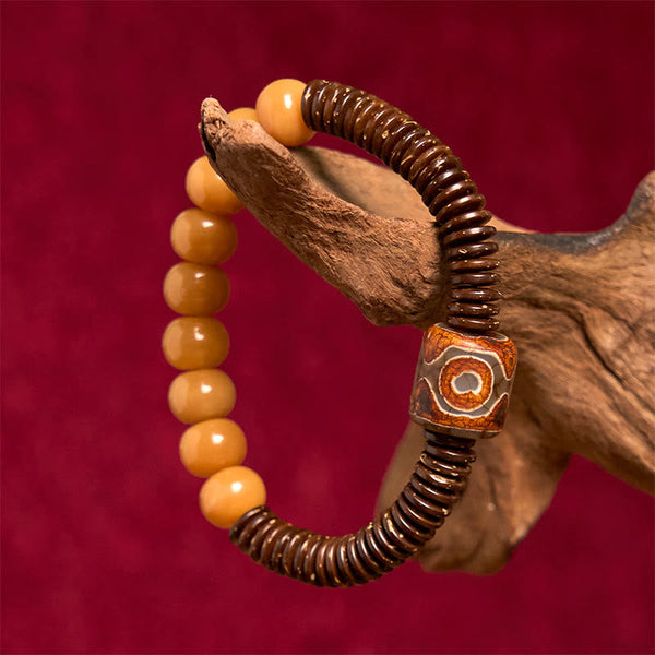 FREE Today: Happiness Wisdom Tibetan Bodhi Seed Dzi Bead Coconut Shell Bracelet