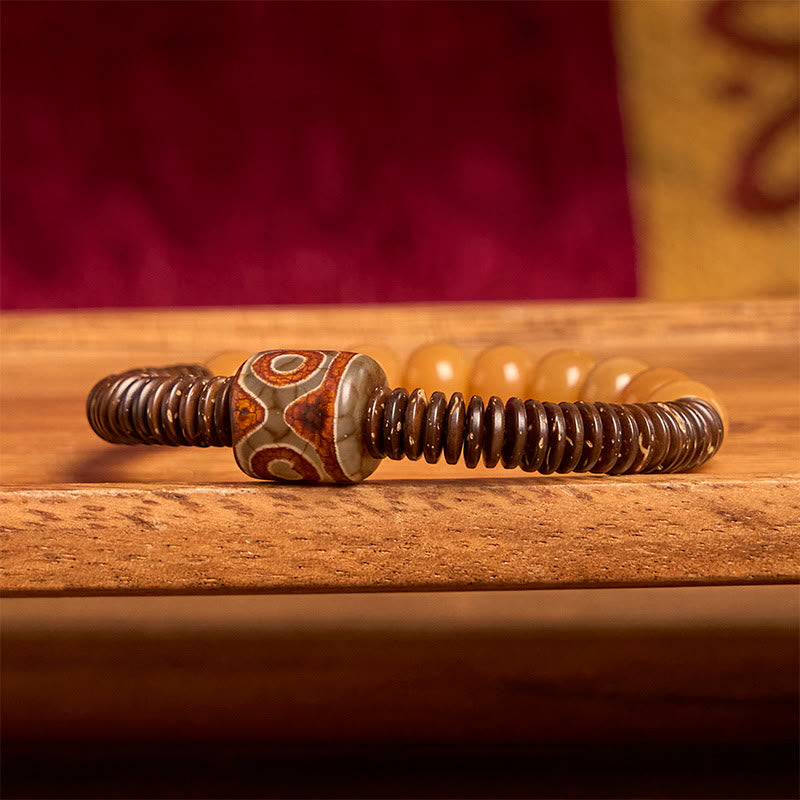 FREE Today: Happiness Wisdom Tibetan Bodhi Seed Dzi Bead Coconut Shell Bracelet