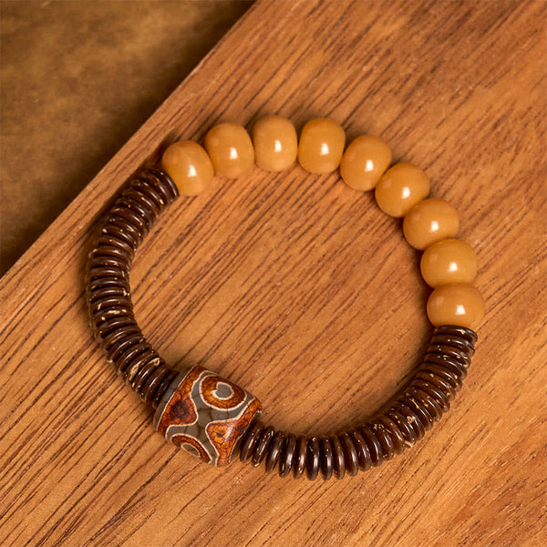 FREE Today: Happiness Wisdom Tibetan Bodhi Seed Dzi Bead Coconut Shell Bracelet