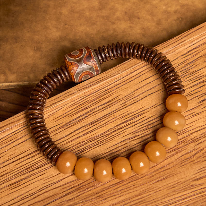 FREE Today: Happiness Wisdom Tibetan Bodhi Seed Dzi Bead Coconut Shell Bracelet